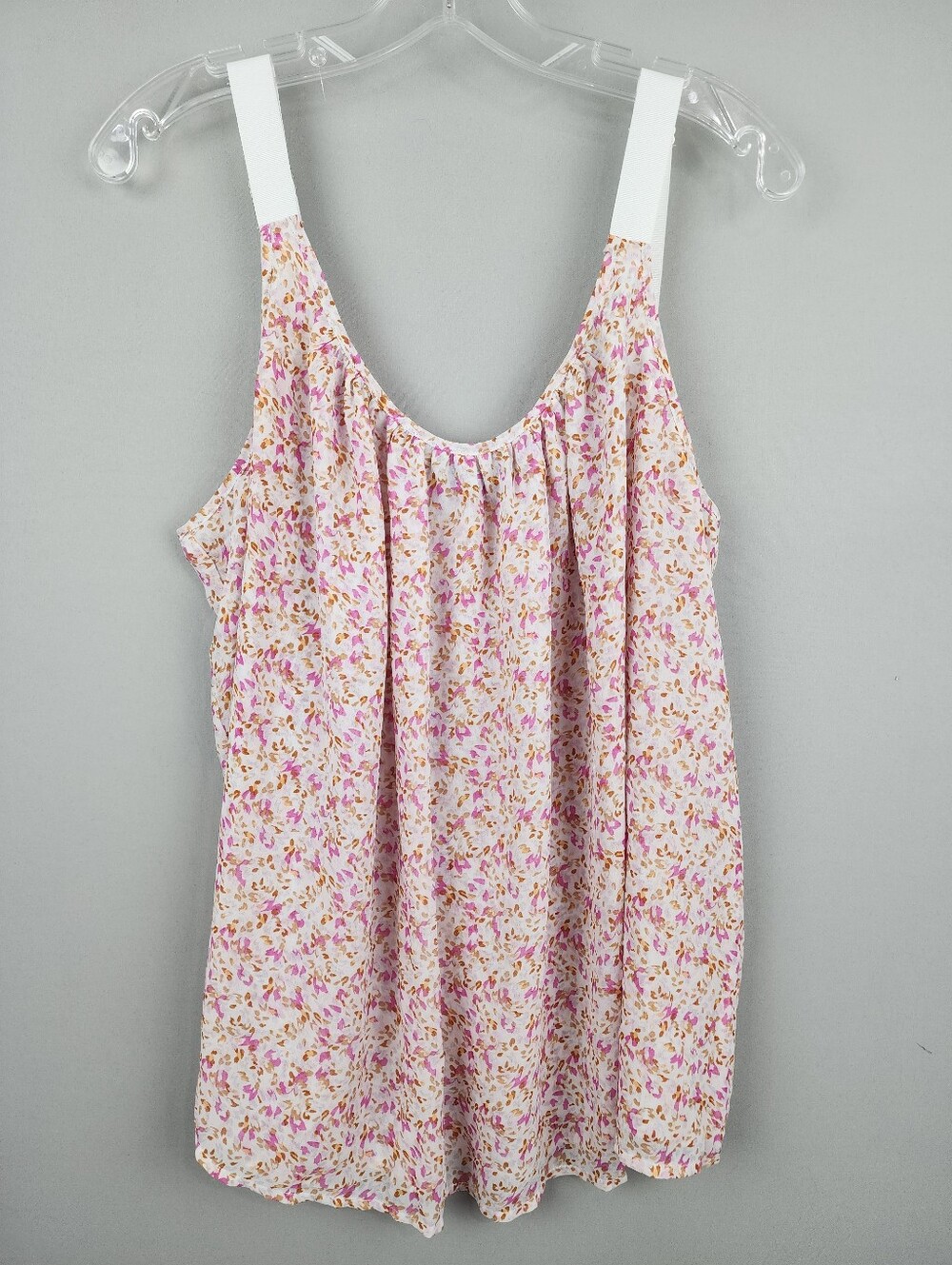 Lane Bryant Pink Floral Shirt Sleeveless Sheer Sz 18